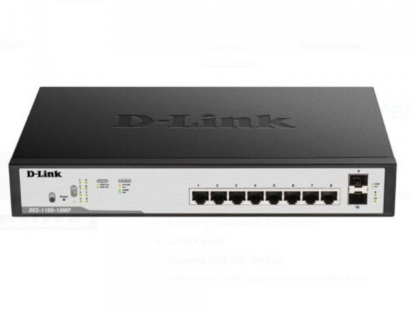 SWITCH/D-LINK/DGS-F1100-10PS 8 PORTS POE SMART WITH 2 PORTS SFP