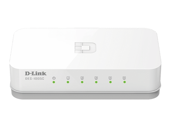 D-Link DES-1005C Desktop Unmanaged Switch, 5-Port 10/100 Mbps