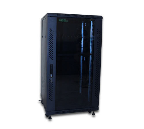 ABC Rack 22U, Floor Cabinet, 600 x 600 mm, front Door of Tempered Safety Glass
