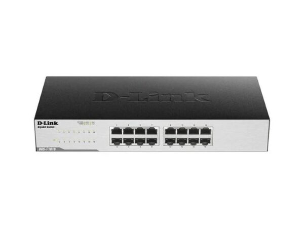 D-Link DGS-F1016 Unmanaged Switch, 16 Port Gigabit 10/100/1000 Mbps